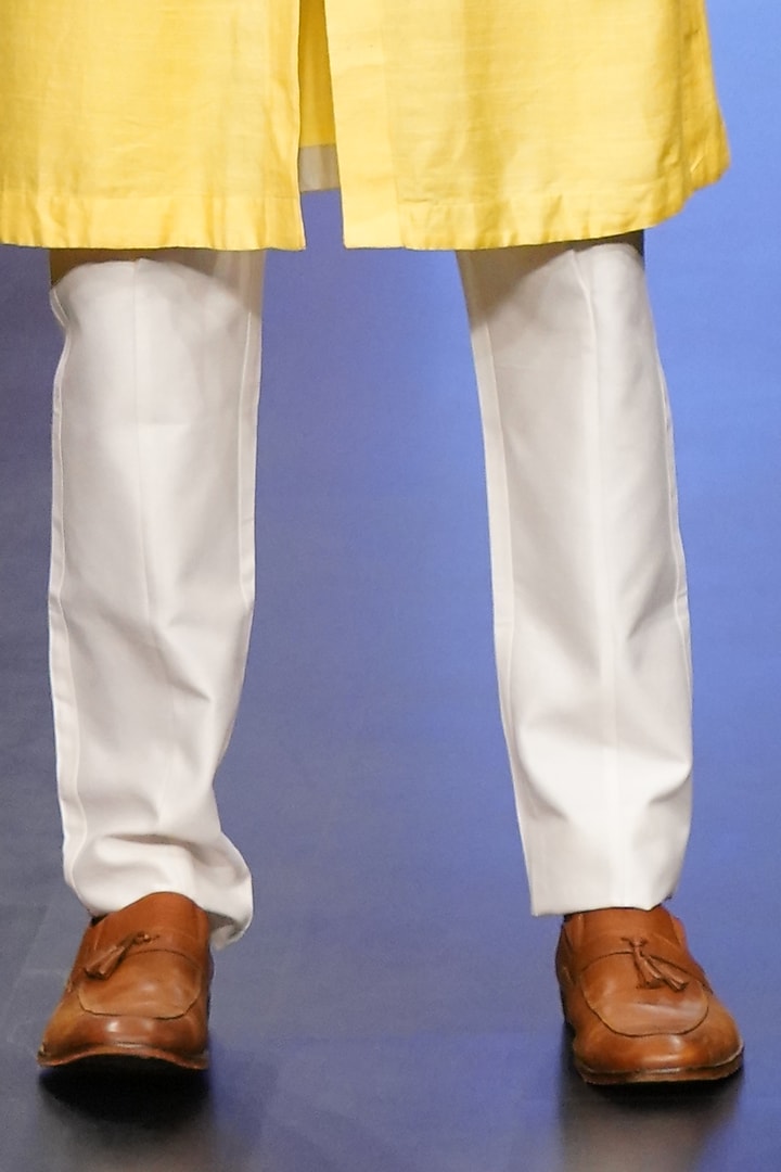 Grey & Lemon Silk Wedding Indowestern Jacket With Kurta Set by Soniya G Men at Pernia's Pop Up Shop