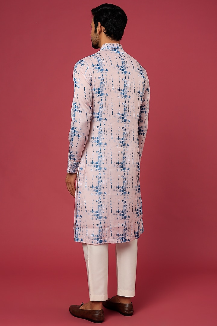 Pink Tye-Dyed Printed Kurta Set by Soniya G Men at Pernia's Pop Up Shop