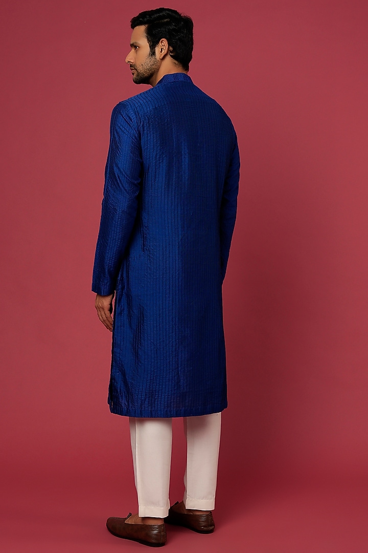 Royal Blue Embroidered Kurta Set by Soniya G Men at Pernia's Pop Up Shop