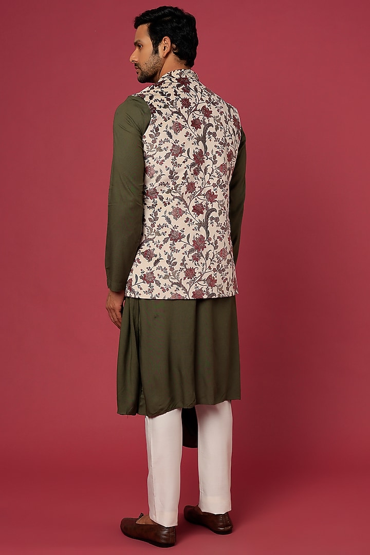Multi-Colored Printed Jacket With Kurta Set by Soniya G Men at Pernia's Pop Up Shop