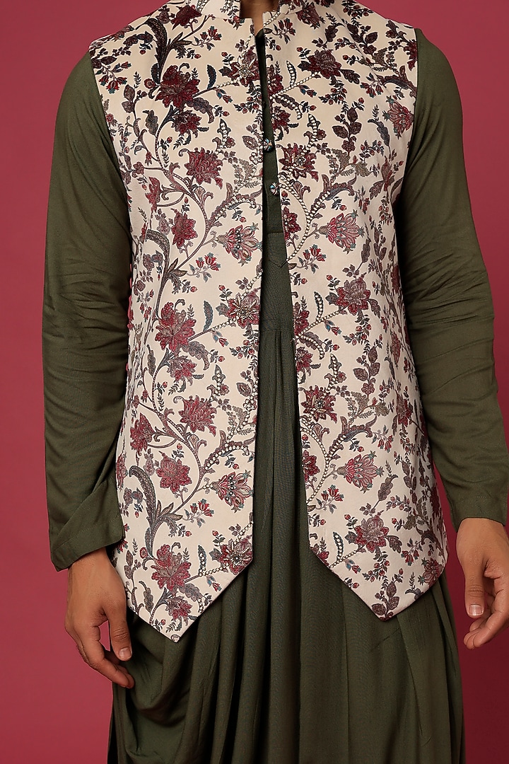 Multi-Colored Printed Jacket With Kurta Set by Soniya G Men at Pernia's Pop Up Shop
