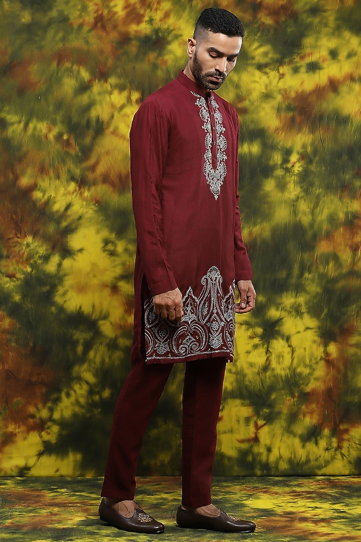 Multi-Colored Handloom Silk Wedding Indowestern Set by Soniya G Men at Pernia's Pop Up Shop