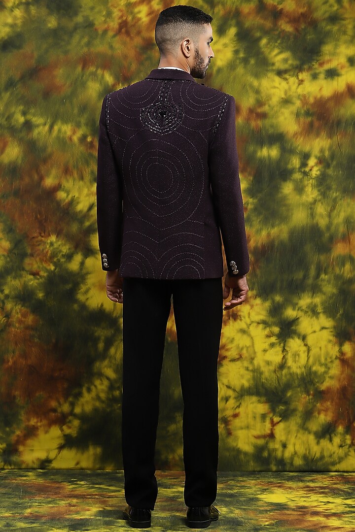 Purple Italian Crepe Tuxedo Set by Soniya G Men at Pernia's Pop Up Shop