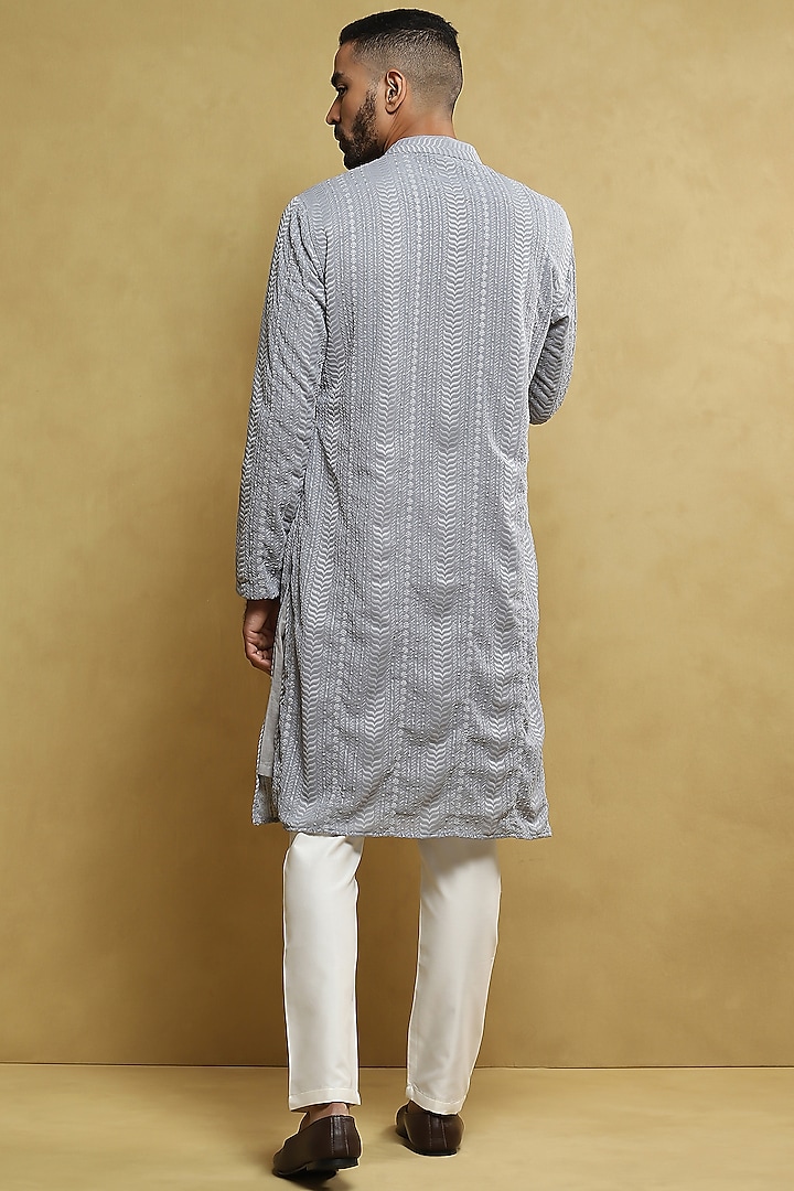 Sky Blue Georgette Kurta Set by Soniya G Men at Pernia's Pop Up Shop