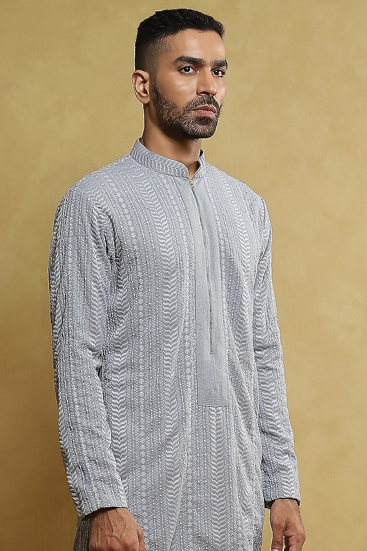 Sky Blue Georgette Kurta Set by Soniya G Men at Pernia's Pop Up Shop