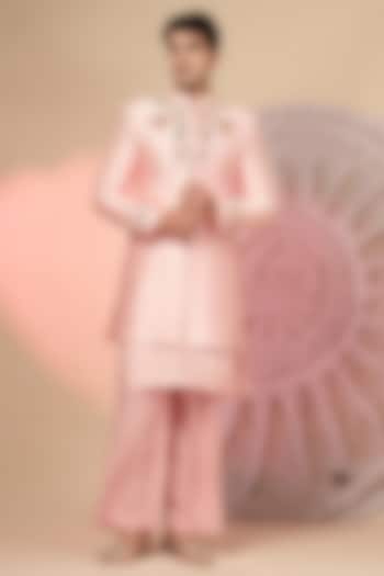 Light Pink Chanderi Silk Embroidered Jacket Set by Soniya G Men at Pernia's Pop Up Shop