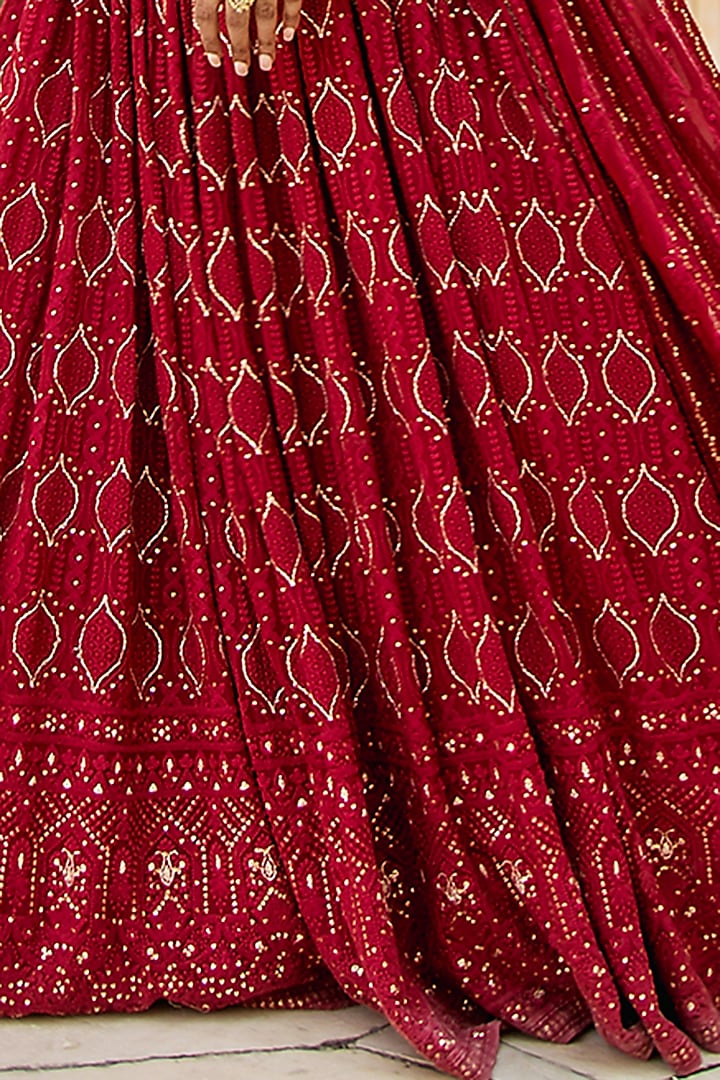Ruby Red Embroidered Wedding Lehenga Set by Soniya G at Pernia's Pop Up Shop