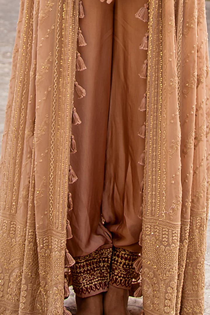Peach Embroidered Jacket Set by Soniya G at Pernia's Pop Up Shop