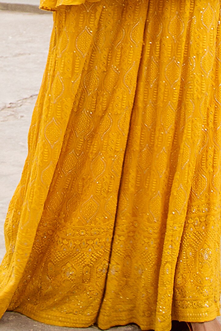 Ochre Lucknowi Palazzo Pant Set by Soniya G at Pernia's Pop Up Shop