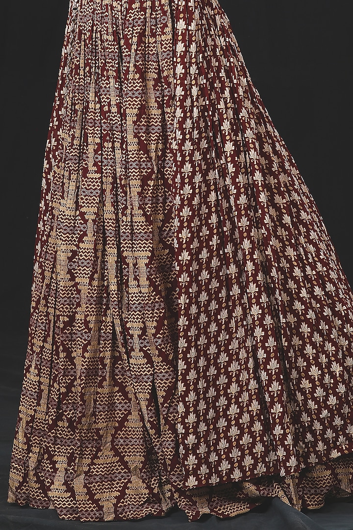 Maroon Georgette Floral Printed Front-Open Cape Set by Soniya G at Pernia's Pop Up Shop