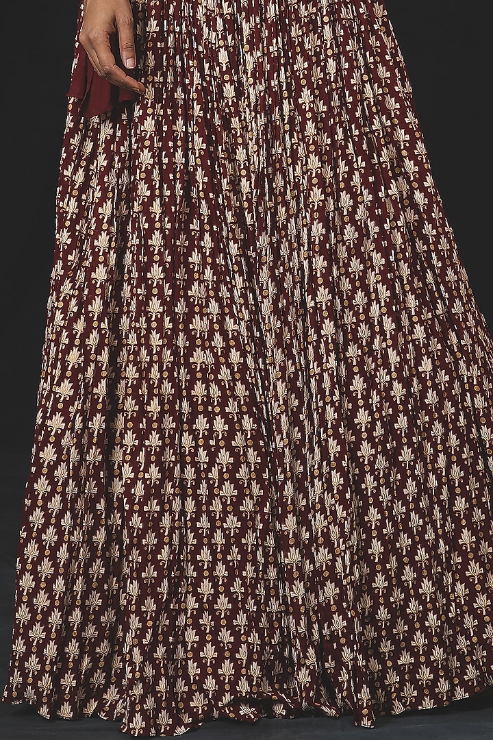 Maroon Printed Skirt Set by Soniya G at Pernia's Pop Up Shop