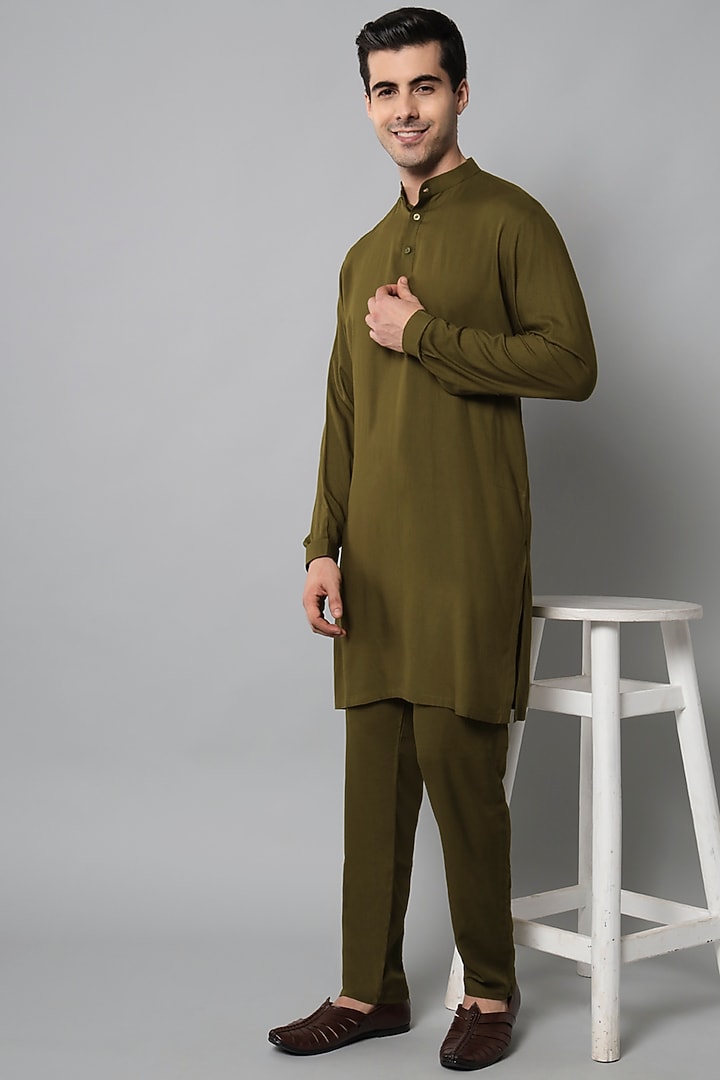Olive Green Kurta Terry Rayon Trouser main image 0