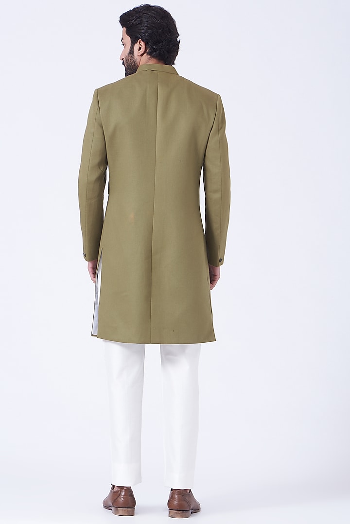 Mehendi Green Indowestern Wedding Sherwani Set by Soniya G Men at Pernia's Pop Up Shop
