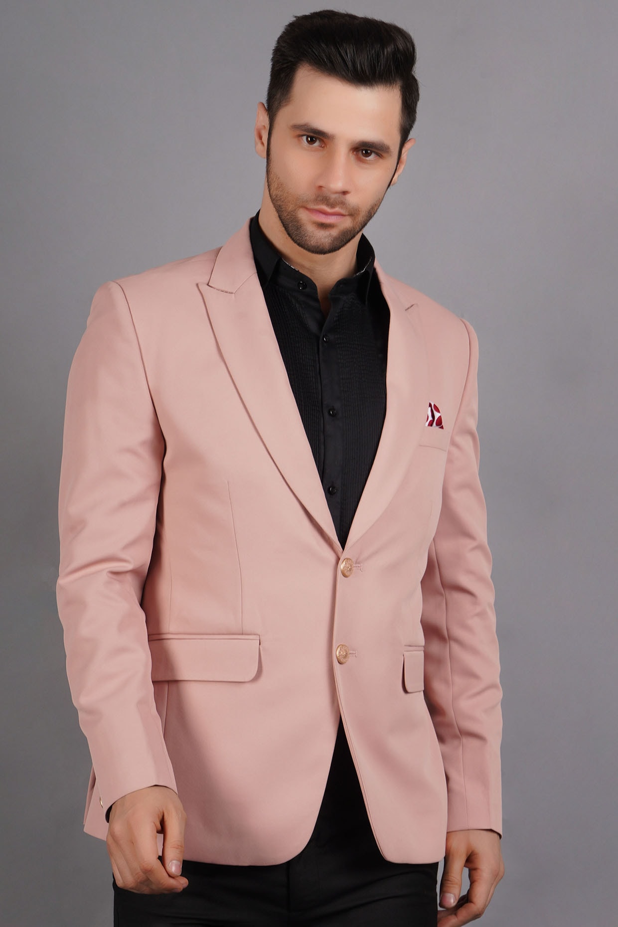 Baby Pink Wool & Tweed Blazer Design by Soniya G Men at Pernia's