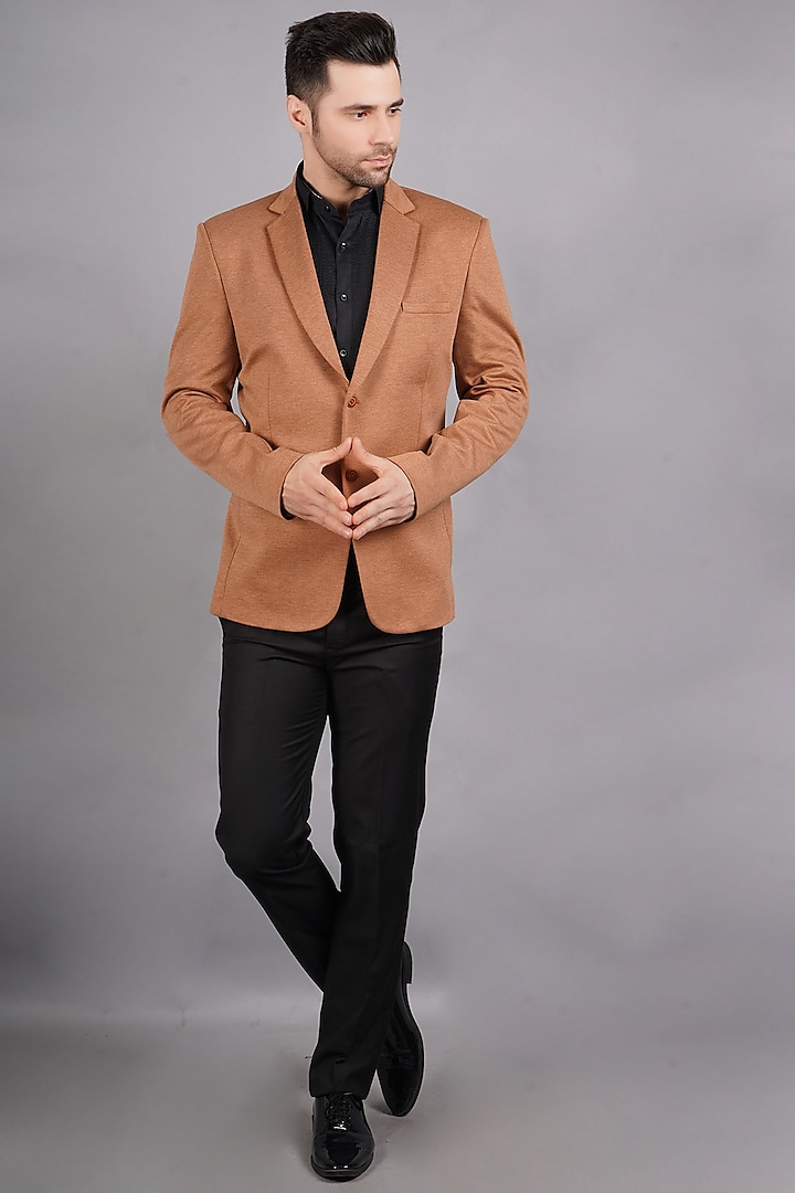 Rust Wool & Tweed Blazer by Soniya G Men