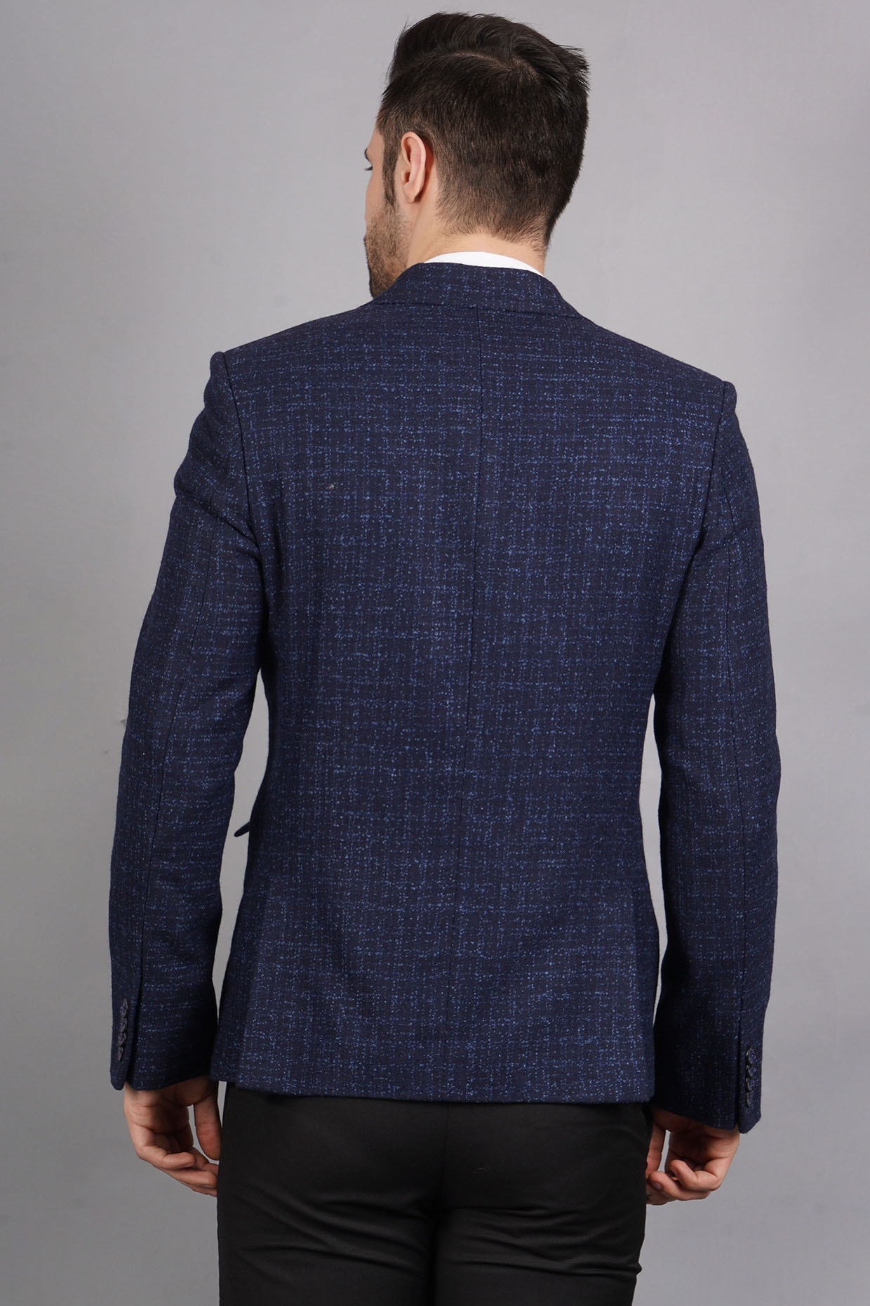 Blue tweed blazer on sale men