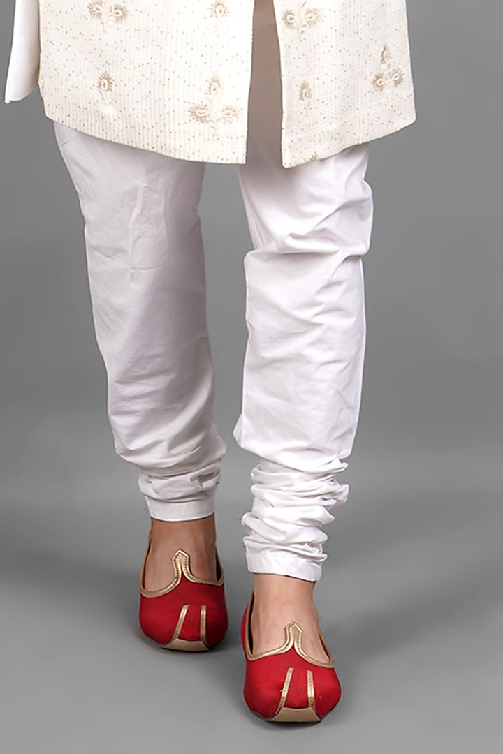 Ivory Georgette Embroidered Groom Sherwani Set by Soniya G Men at Pernia's Pop Up Shop