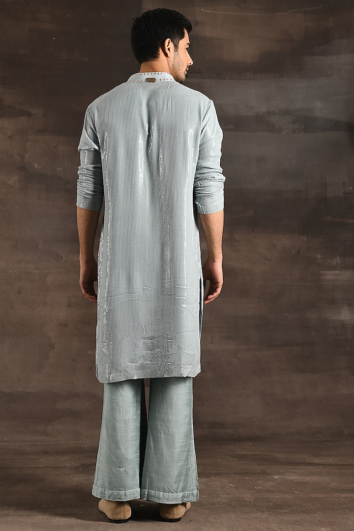 Regal Sky Blue Embroidered Men's Kurta Set with Blend of Tradition and Craftsmanship main image 1