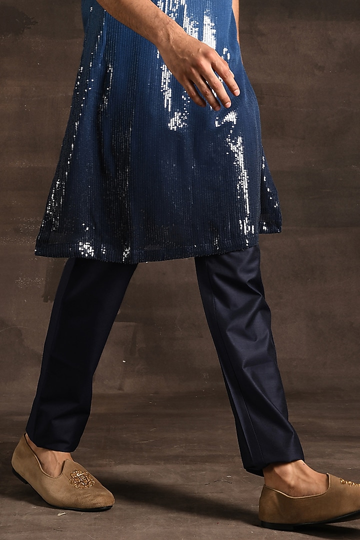 Blue Ombre Sequins Kurta Set by Soniya G Men at Pernia's Pop Up Shop