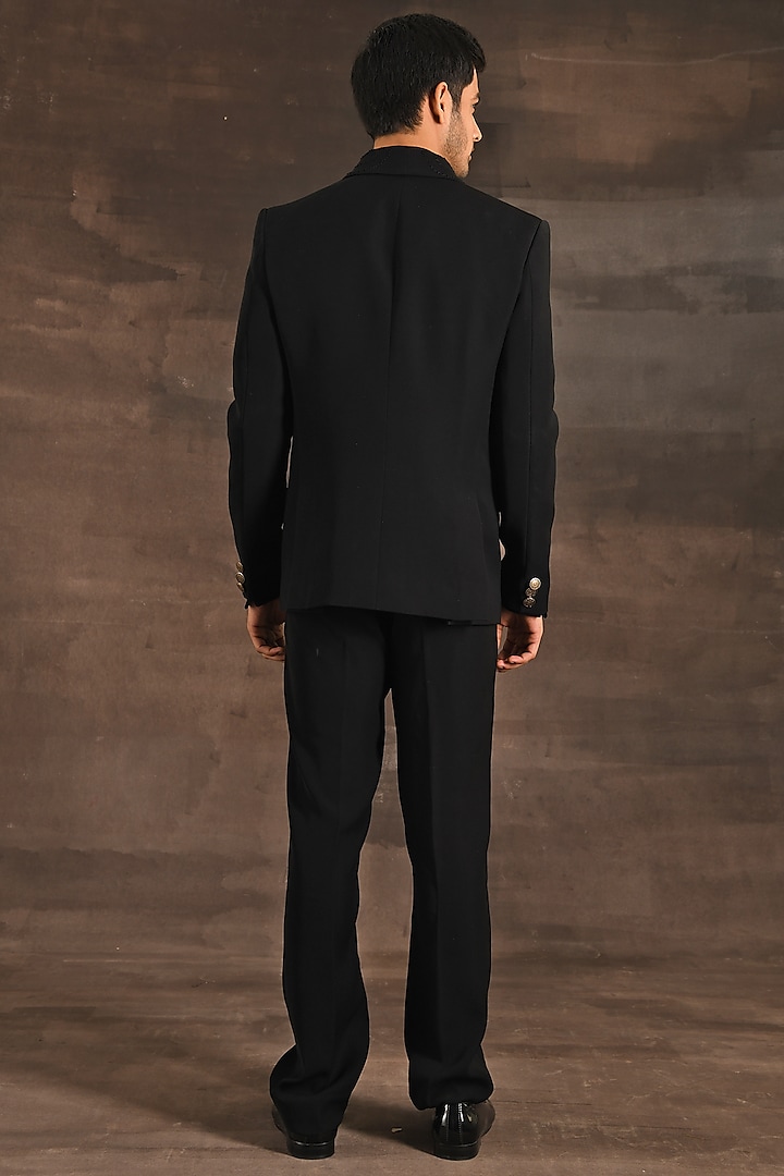 Black Sheen Silk Tuxedo Set by Soniya G Men at Pernia's Pop Up Shop