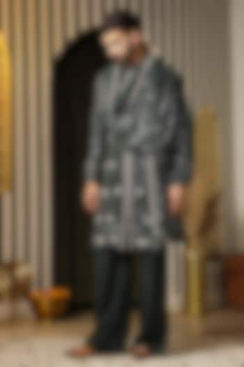 Deep Forest Green Georgette Embroidered Kurta Set For Boys by Soniya G KIDS at Pernia's Pop Up Shop