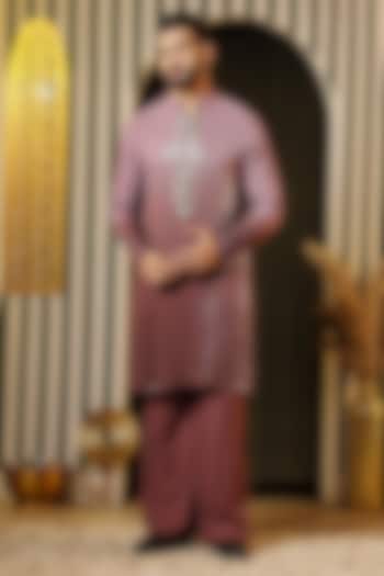 Purple Georgette Embellished Kurta Set For Boys by Soniya G KIDS at Pernia's Pop Up Shop