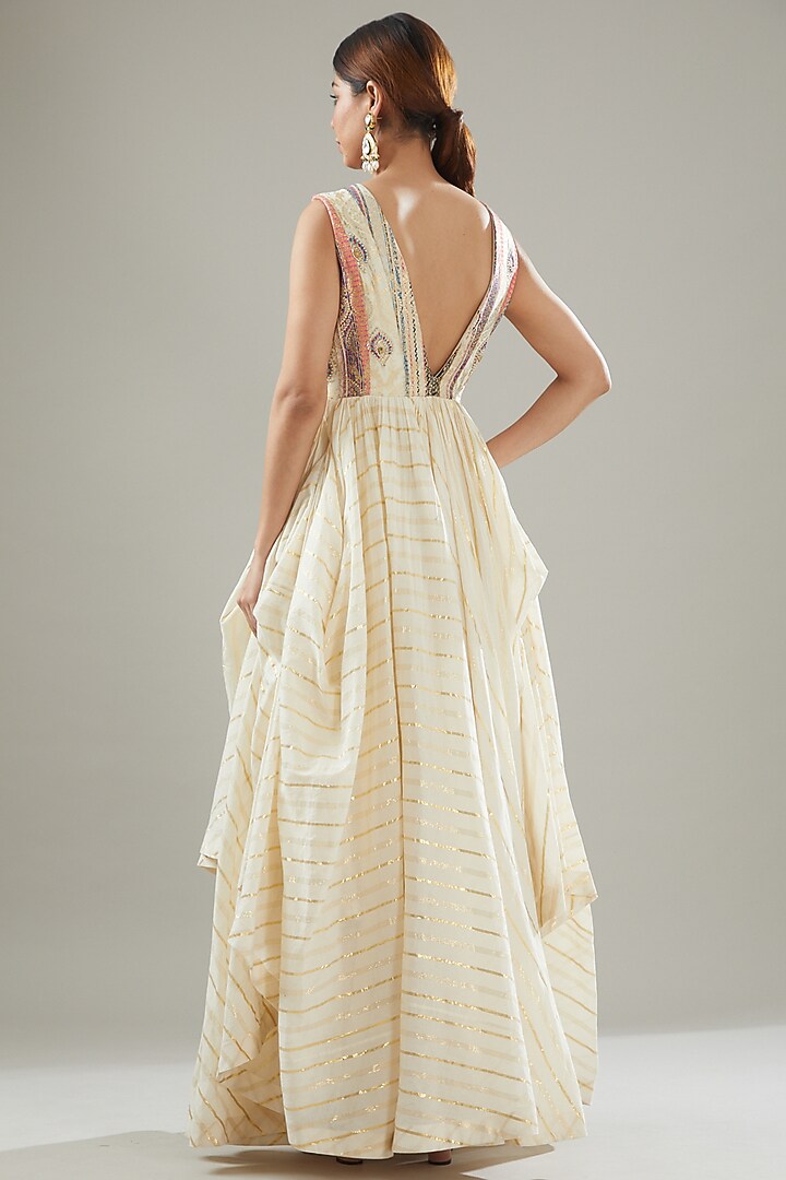 Ivory Cotton Embroidered Anarkali For Girls by Soniya G KIDS at Pernia's Pop Up Shop