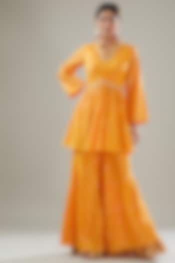 Mustard Cotton Sharara Set For Girls by Soniya G KIDS at Pernia's Pop Up Shop