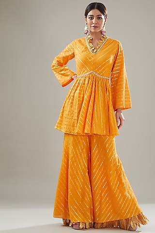 Mustard Cotton Sharara Set For Girls by Soniya G KIDS at Pernia's Pop Up  Shop 2025