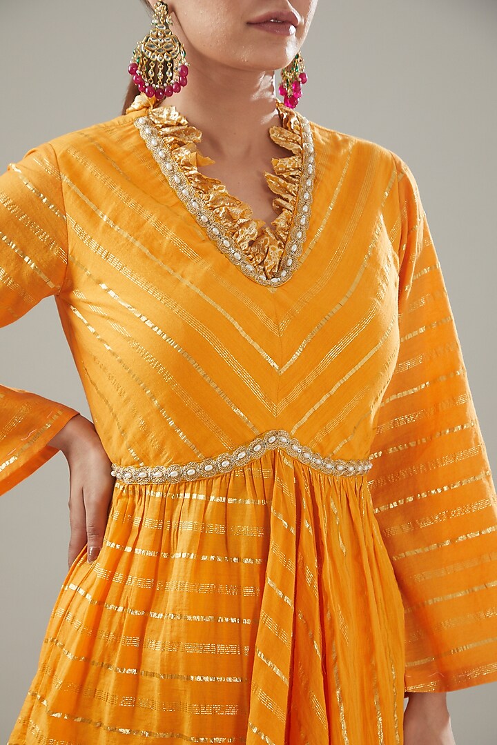 Mustard Cotton Sharara Set For Girls by Soniya G KIDS at Pernia's Pop Up Shop