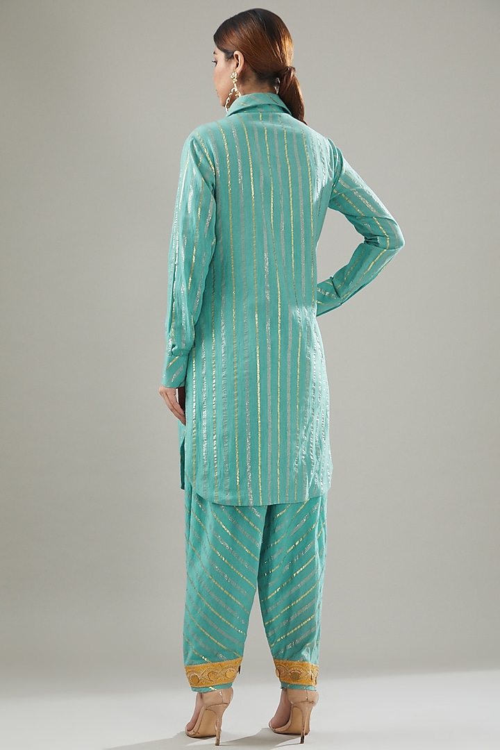 Blue Handmade Cotton Kurta Set For Girls by Soniya G KIDS at Pernia's Pop Up Shop