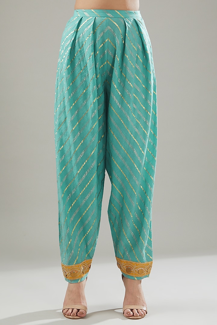 Blue Handmade Cotton Kurta Set For Girls by Soniya G KIDS at Pernia's Pop Up Shop