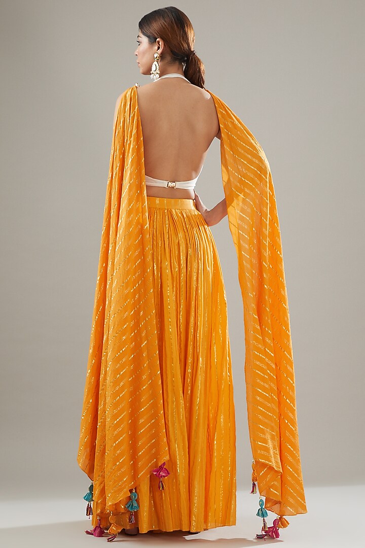 Yellow Handmade Cotton Lehenga Set For Girls by Soniya G KIDS at Pernia's Pop Up Shop