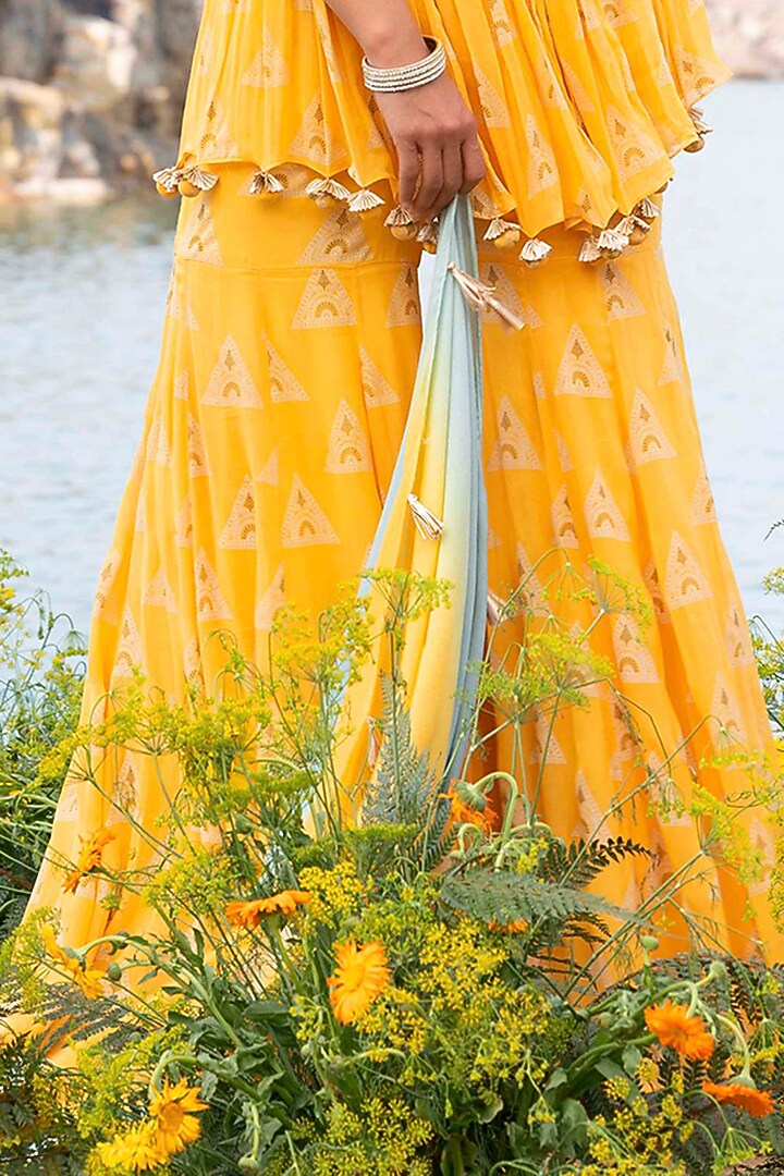 Yellow Organza Sharara Set For Girls by Soniya G KIDS at Pernia's Pop Up Shop