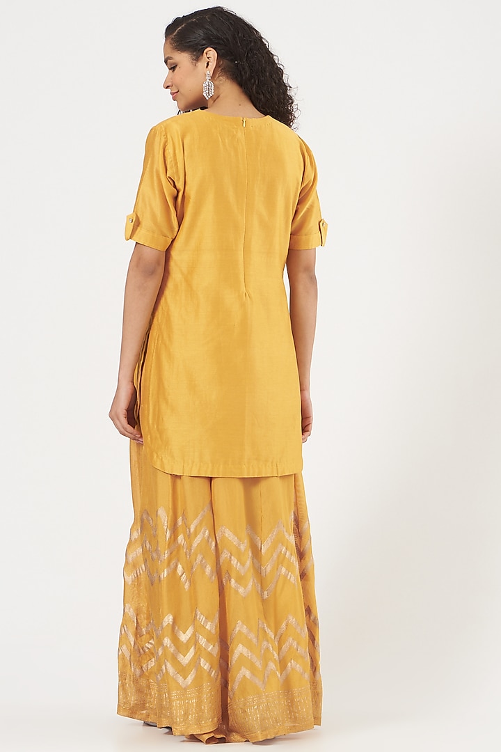 Citrus Yellow Silk Sharara Set For Girls by Soniya G KIDS at Pernia's Pop Up Shop
