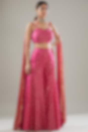 Fuchsia Pink Handmade Cotton Pant Set For Girls by Soniya G KIDS at Pernia's Pop Up Shop