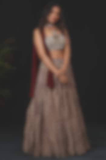 Maroon Georgette Printed Skirt Set For Girls by Soniya G KIDS at Pernia's Pop Up Shop