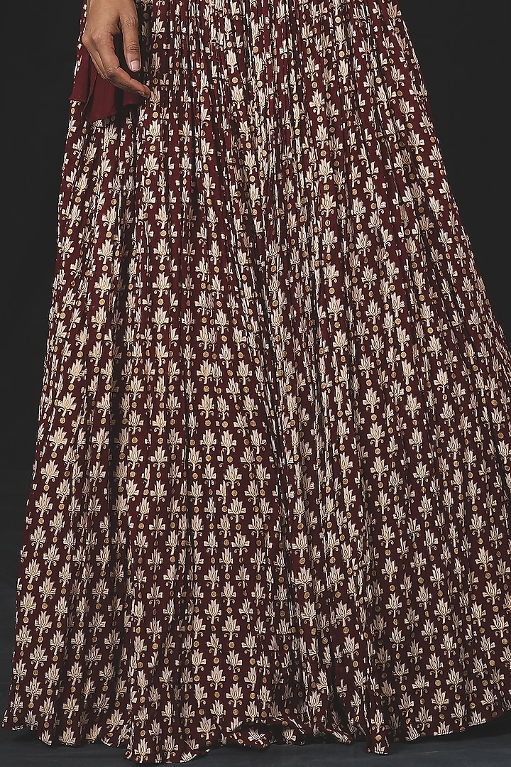 Maroon Georgette Printed Skirt Set For Girls by Soniya G KIDS