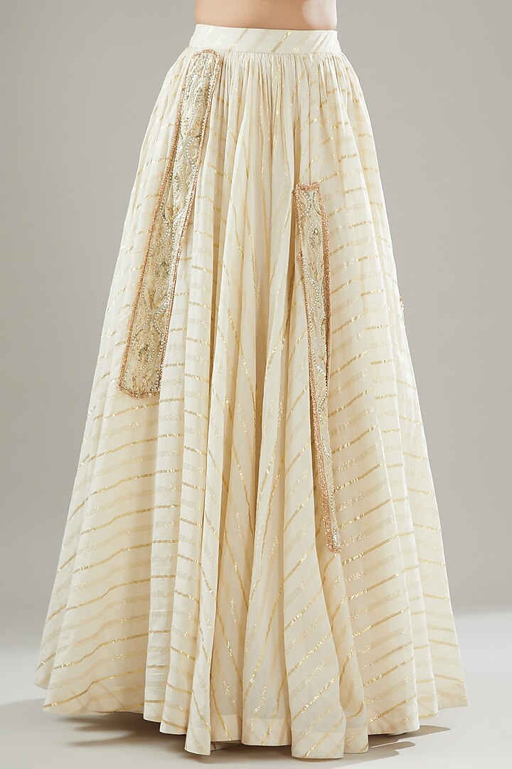 Ivory Handmade Cotton Lehenga Set For Girls by Soniya G KIDS at Pernia's Pop Up Shop