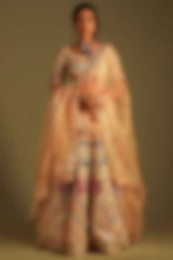 Butter Yellow Silk Embroidered & Printed Lehenga Set For Girls by Soniya G KIDS at Pernia's Pop Up Shop