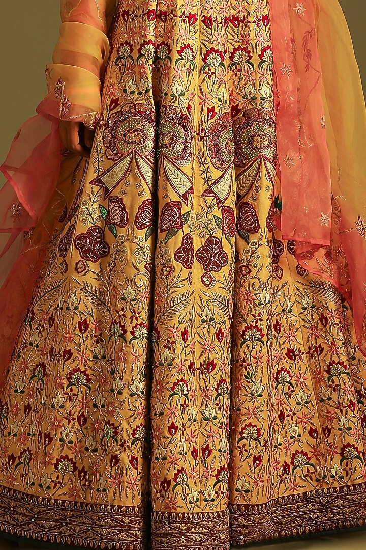 Banana Yellow Silk Embroidered & Printed Lehenga Set For Girls by Soniya G KIDS at Pernia's Pop Up Shop