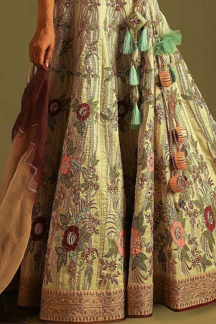 Off-White Silk Embroidered & Printed Lehenga Set For Girls by Soniya G KIDS at Pernia's Pop Up Shop