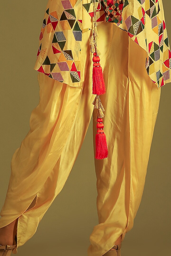 Banana Yellow Georgette Dhoti Set For Girls by Soniya G KIDS at Pernia's Pop Up Shop