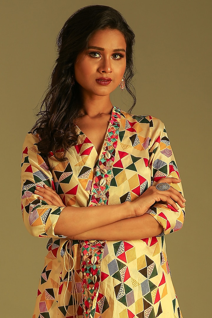 Banana Yellow Georgette Dhoti Set For Girls by Soniya G KIDS at Pernia's Pop Up Shop