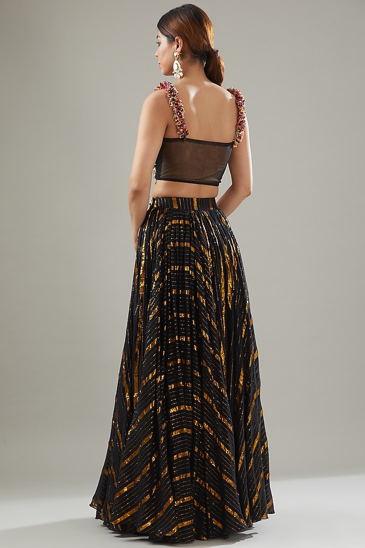 Black Handmade Cotton Lehenga Set For Girls by Soniya G KIDS at Pernia's Pop Up Shop
