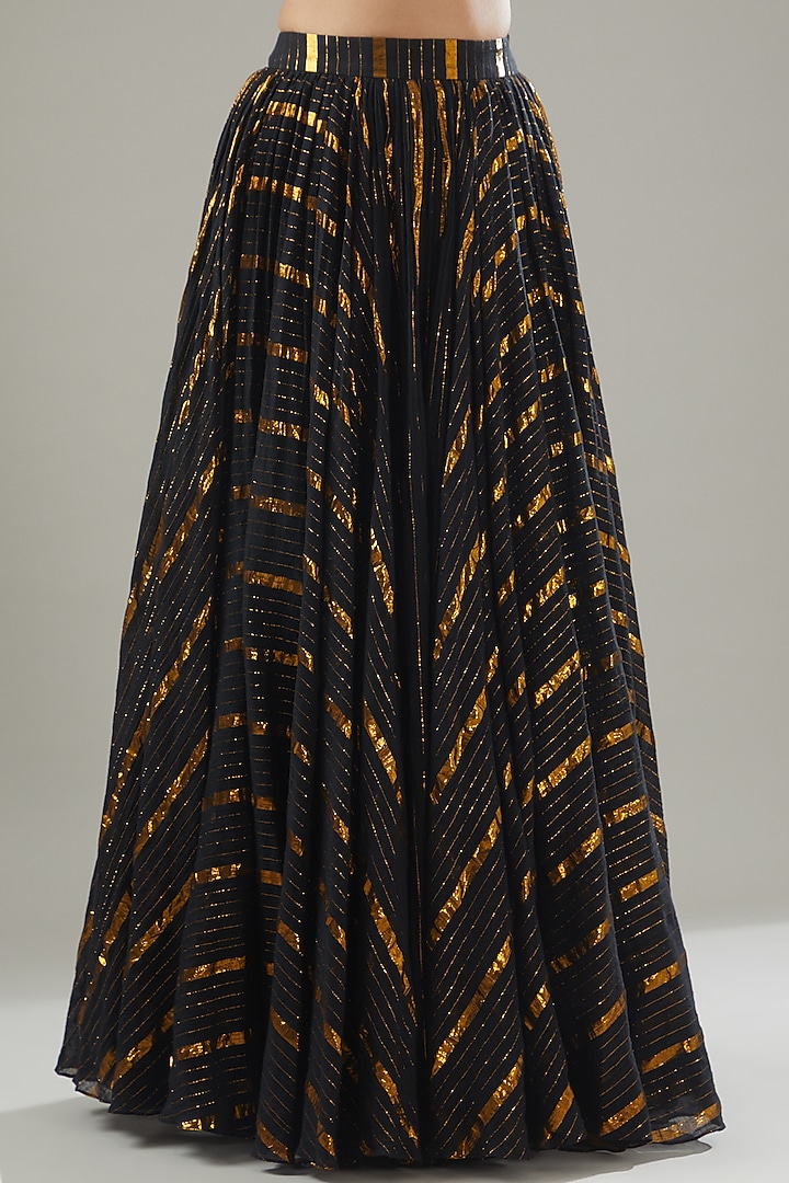 Black Handmade Cotton Lehenga Set For Girls by Soniya G KIDS at Pernia's Pop Up Shop
