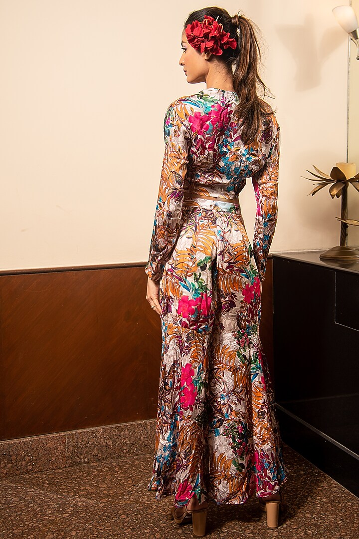 Multi-Colored Satin Printed Co-Ord Set For Girls by Soniya G KIDS at Pernia's Pop Up Shop