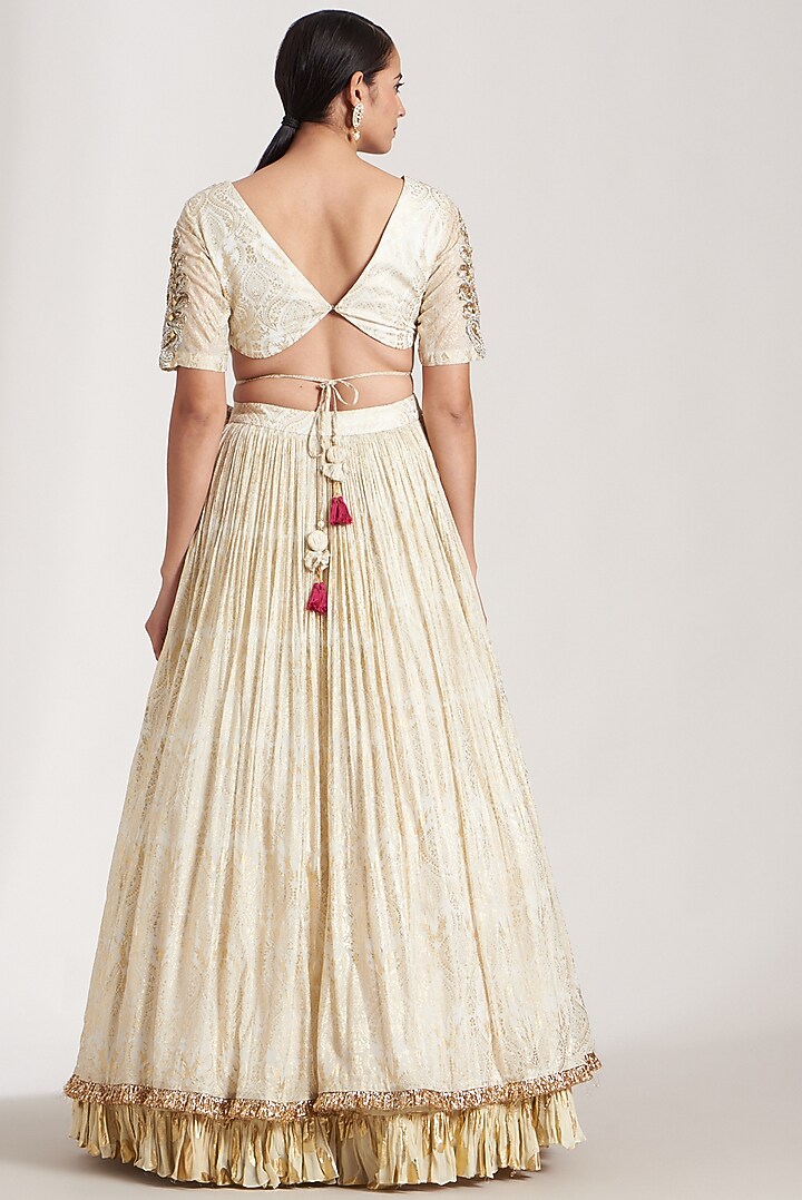 Ivory Silk Printed Lehenga Set For Girls by Soniya G KIDS at Pernia's Pop Up Shop