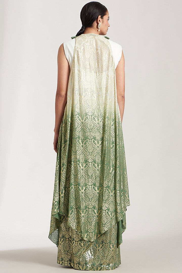 Olive Green Foil Printed Sharara Set For Girls by Soniya G KIDS at Pernia's Pop Up Shop