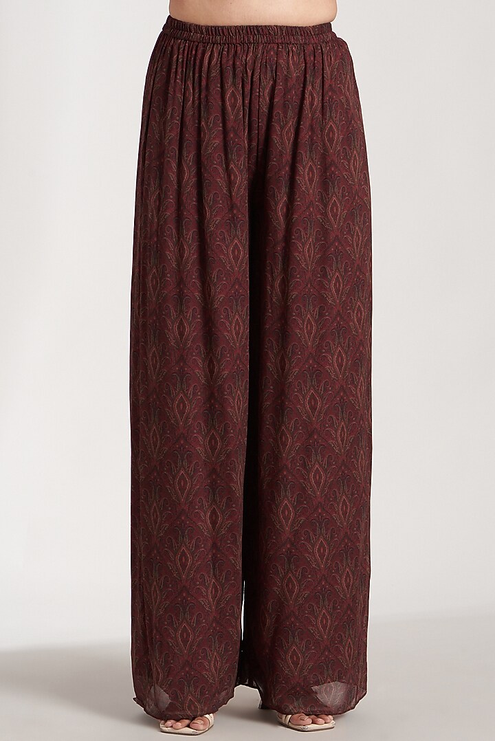 Maroon Velvet Printed & Embroidered Kurta Set by Soniya G KIDS at Pernia's Pop Up Shop